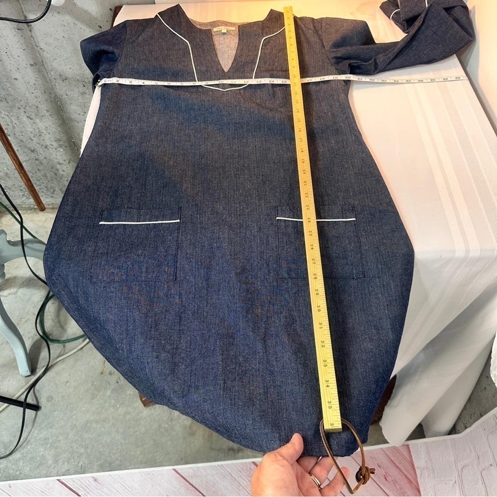 Kayce Hughes denim dress size 10 3/4 long sleeve Vacation vacay Resortwear beach - Picture 8 of 11